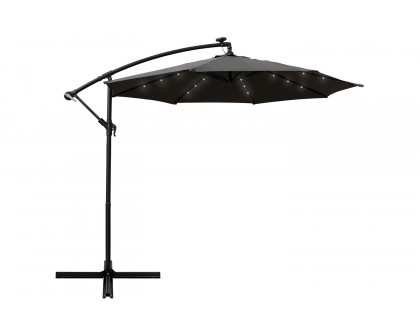 LeisureMod - Willry Modern Outdoor 10 Ft Offset Cantilever Hanging Patio Umbrella with Solar Powered Led