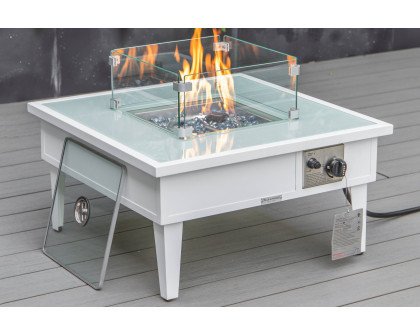 LeisureMod Walbrooke Outdoor Patio Square Fire Pit and Tank Holder - White