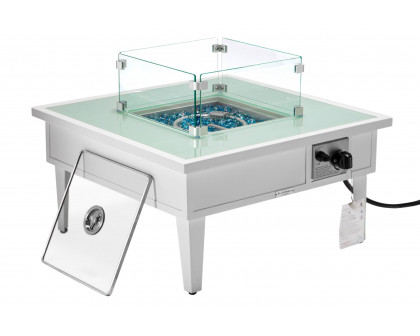 LeisureMod Walbrooke Modern Outdoor Square Fire Pit Table with Powder-Coated Aluminum Frame