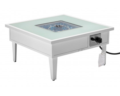 LeisureMod Walbrooke Modern Outdoor Square Fire Pit Table with Powder-Coated Aluminum Frame - White