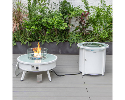 LeisureMod Walbrooke Outdoor Patio Round Fire Pit and Tank Holder