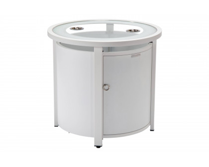 LeisureMod Walbrooke Outdoor Patio Round Fire Pit and Tank Holder - White