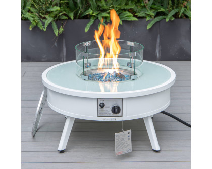 LeisureMod Walbrooke Modern Outdoor Round Fire Pit Table with Powder-Coated Aluminum Frame