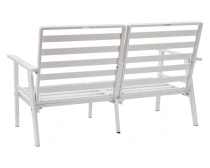 LeisureMod Walbrooke Modern Outdoor Patio Loveseat with White Aluminum Frame and Removable Cushions - Beige