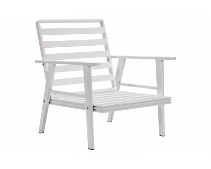 LeisureMod Walbrooke Modern 3-Piece Outdoor Patio Set with White Aluminum Frame - Beige