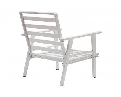 LeisureMod Walbrooke Modern 3-Piece Outdoor Patio Set with White Aluminum Frame - Beige