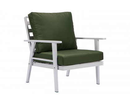 LeisureMod Walbrooke Modern 3-Piece Outdoor Patio Set with White Aluminum Frame - Green