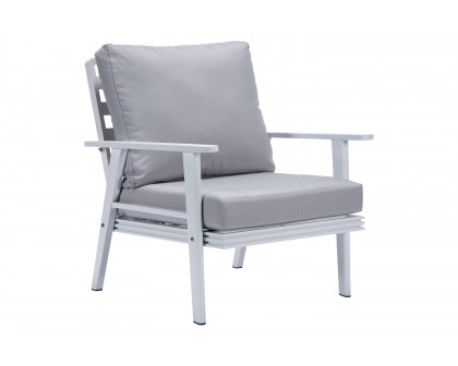 LeisureMod Walbrooke Modern 3-Piece Outdoor Patio Set with White Aluminum Frame - Light Gray