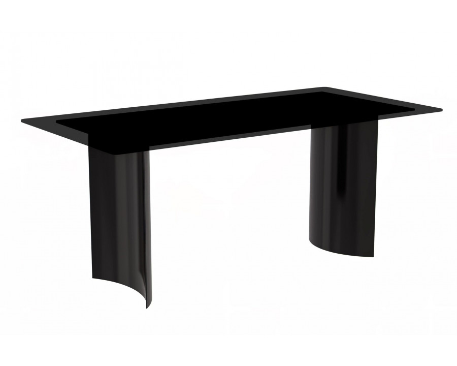 LeisureMod Zara Mid-Century Modern 55" Rectangular Dining Table with Glass/Sintered Stone Top - Black