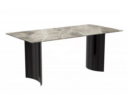 LeisureMod Zara Mid-Century Modern 55" Rectangular Dining Table with Glass/Sintered Stone Top