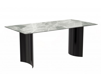 LeisureMod Zara Mid-Century Modern 55" Rectangular Dining Table with Glass/Sintered Stone Top