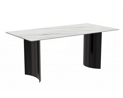 LeisureMod Zara Mid-Century Modern 55" Rectangular Dining Table with Glass/Sintered Stone Top