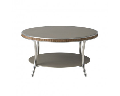 Lloyd Flanders™ Essence 33" Round Cocktail Table with Reversible Glass - Linen