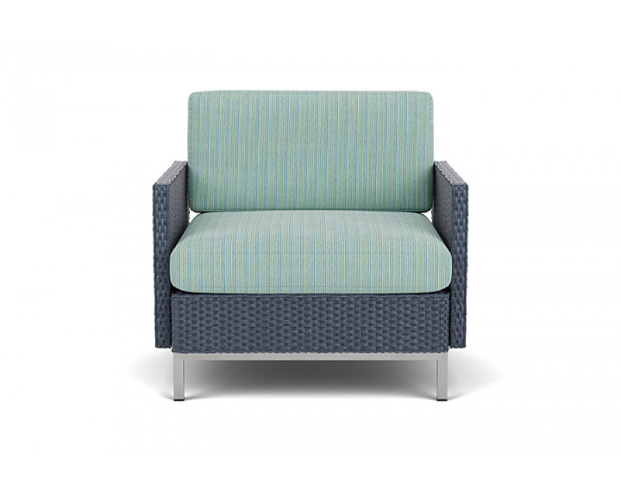 Lloyd Flanders™ Elements Lounge Chair with Stainless Steel Arms and Back - Denim Blue