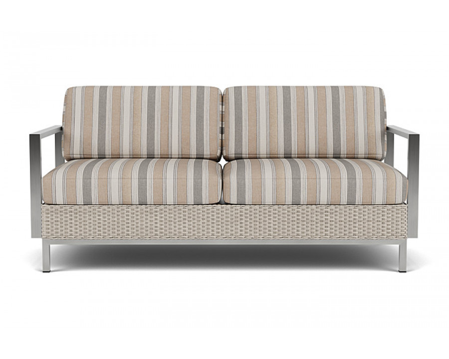 Lloyd Flanders™ Elements Settee with Stainless Steel Arms and Back - Linen