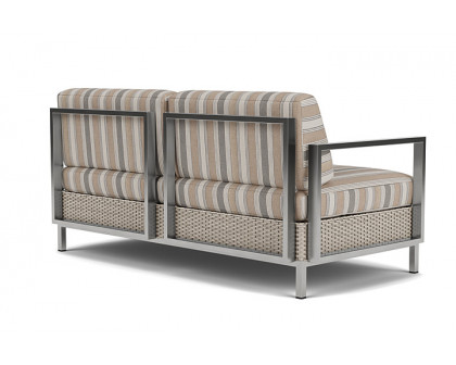 Lloyd Flanders™ Elements Settee with Stainless Steel Arms and Back - Linen