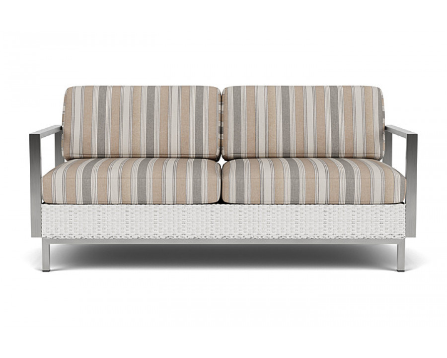 Lloyd Flanders™ Elements Settee with Stainless Steel Arms and Back - Matte White