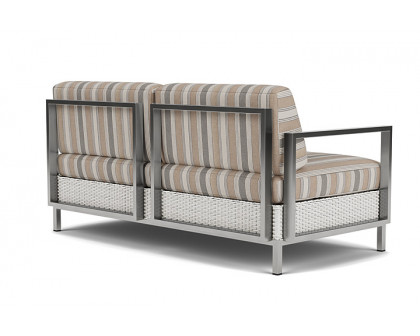 Lloyd Flanders™ Elements Settee with Stainless Steel Arms and Back - Matte White