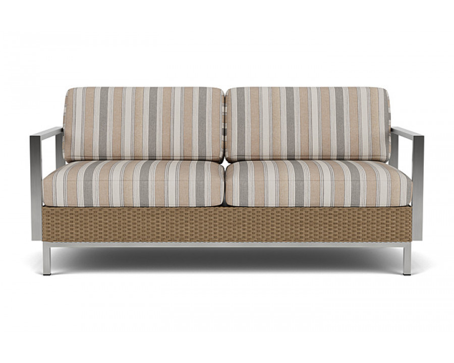 Lloyd Flanders™ Elements Settee with Stainless Steel Arms and Back - Fawn