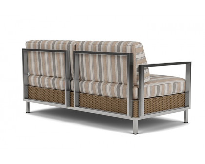 Lloyd Flanders™ Elements Settee with Stainless Steel Arms and Back - Fawn