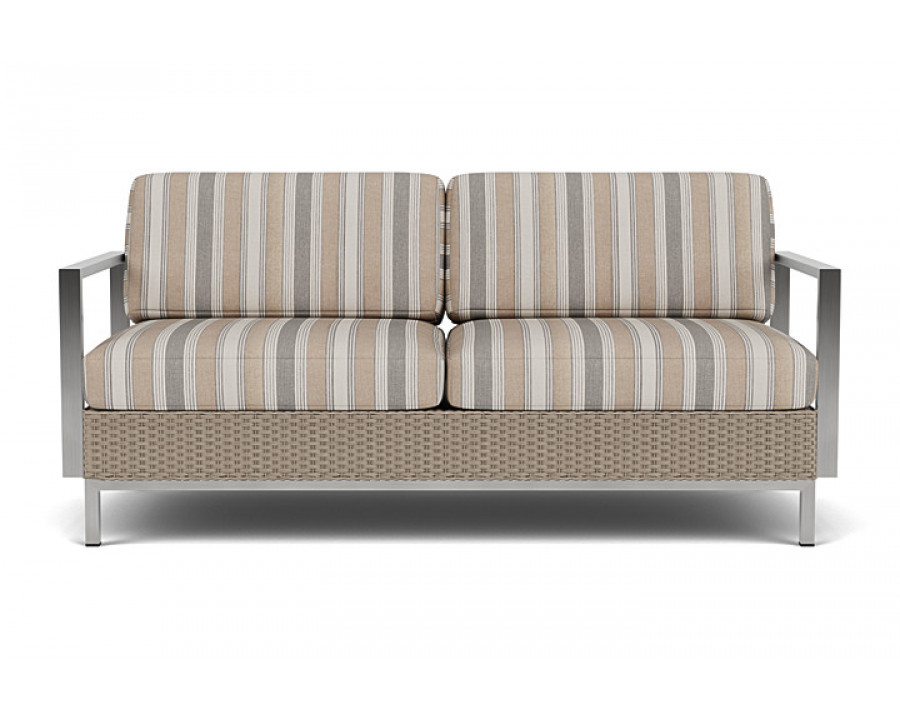 Lloyd Flanders™ Elements Settee with Stainless Steel Arms and Back - French Beige