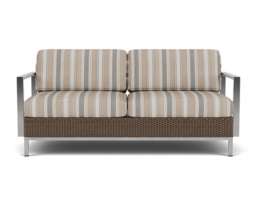 Lloyd Flanders™ Elements Settee with Stainless Steel Arms and Back - Bark