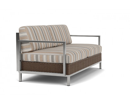 Lloyd Flanders™ Elements Settee with Stainless Steel Arms and Back - Bark