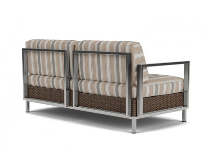 Lloyd Flanders™ Elements Settee with Stainless Steel Arms and Back - Bark