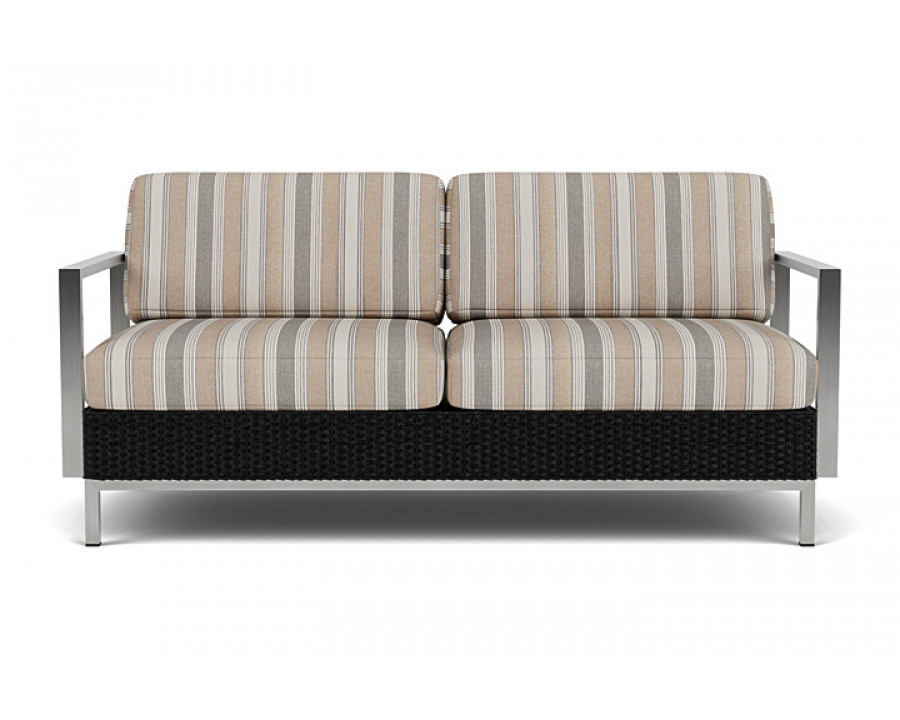 Lloyd Flanders™ Elements Settee with Stainless Steel Arms and Back - Ebony