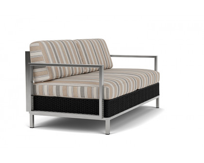 Lloyd Flanders™ Elements Settee with Stainless Steel Arms and Back - Ebony