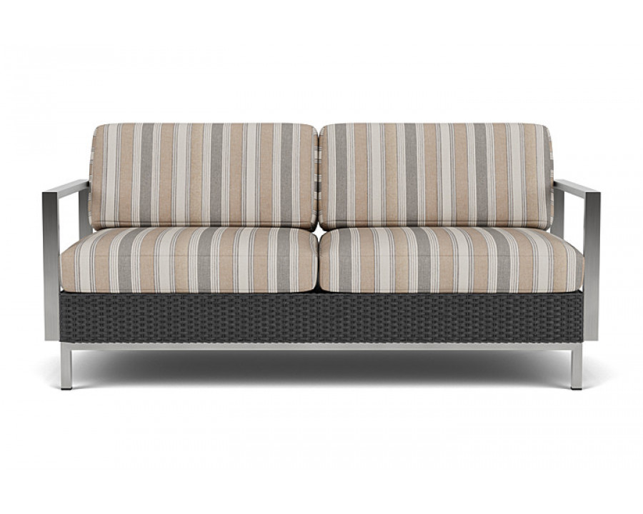 Lloyd Flanders™ Elements Settee with Stainless Steel Arms and Back - Charcoal