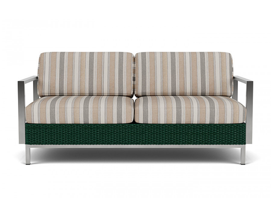 Lloyd Flanders™ Elements Settee with Stainless Steel Arms and Back - Woodland