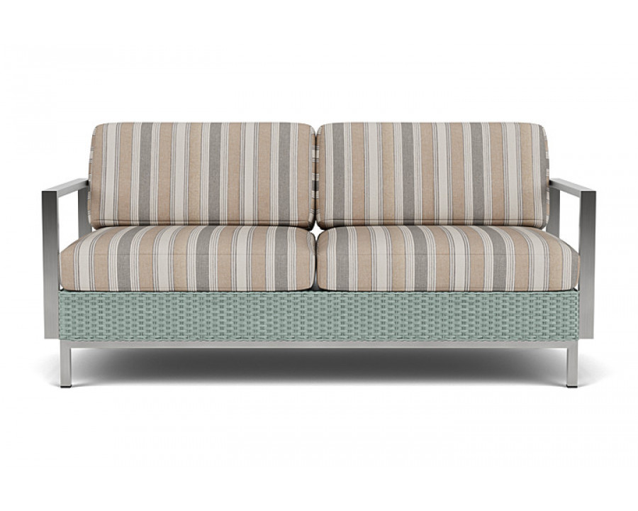 Lloyd Flanders™ Elements Settee with Stainless Steel Arms and Back - Sea Glass