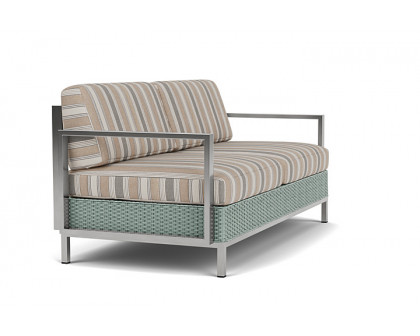 Lloyd Flanders™ Elements Settee with Stainless Steel Arms and Back - Sea Glass