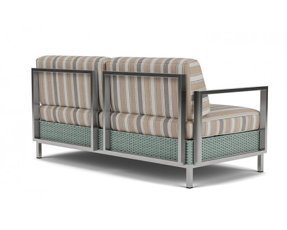 Lloyd Flanders™ Elements Settee with Stainless Steel Arms and Back - Sea Glass