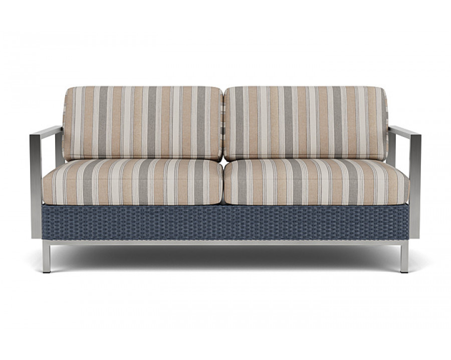 Lloyd Flanders™ Elements Settee with Stainless Steel Arms and Back - Denim Blue