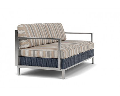 Lloyd Flanders™ Elements Settee with Stainless Steel Arms and Back - Denim Blue