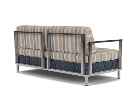 Lloyd Flanders™ Elements Settee with Stainless Steel Arms and Back - Denim Blue