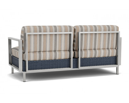 Lloyd Flanders™ Elements Settee with Stainless Steel Arms and Back - Denim Blue