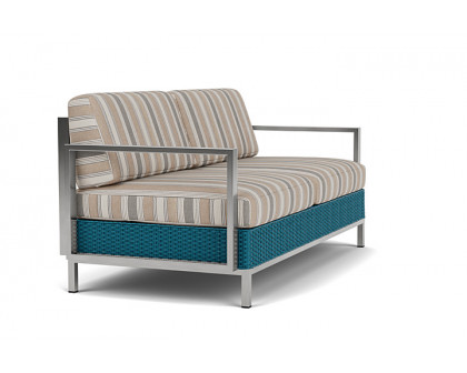 Lloyd Flanders™ Elements Settee with Stainless Steel Arms and Back - Peacock