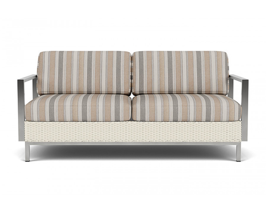 Lloyd Flanders™ Elements Settee with Stainless Steel Arms and Back - Ivory