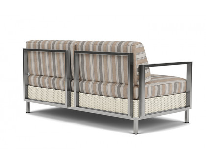 Lloyd Flanders™ Elements Settee with Stainless Steel Arms and Back - Ivory