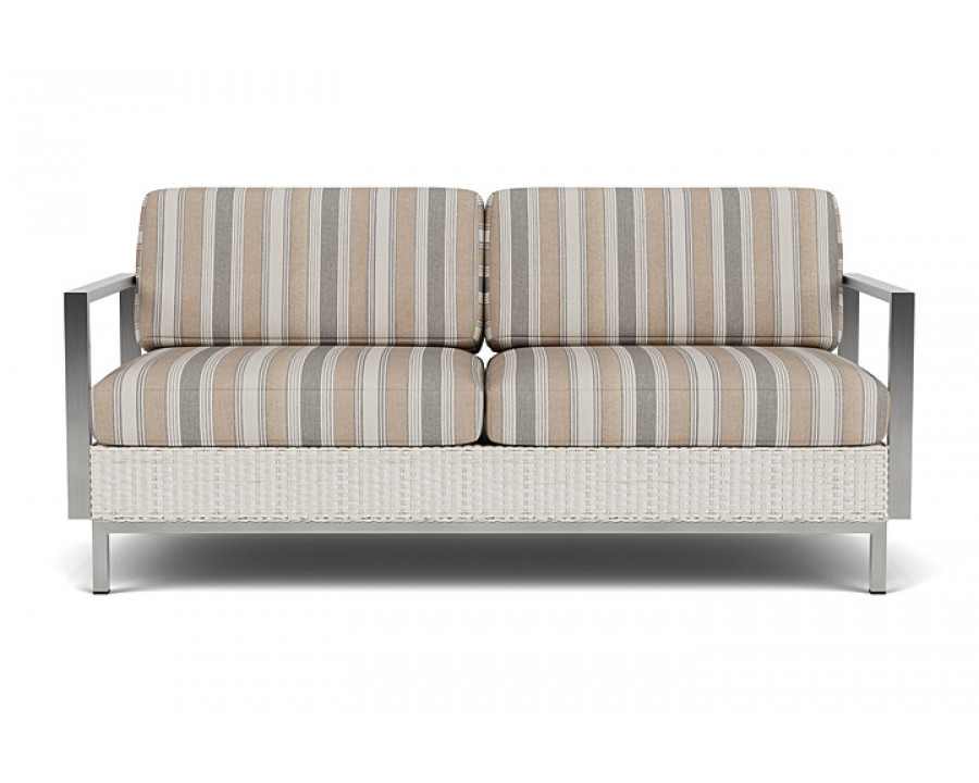 Lloyd Flanders™ Elements Settee with Stainless Steel Arms and Back - Antique White