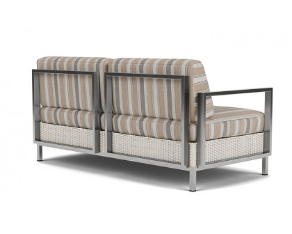 Lloyd Flanders™ Elements Settee with Stainless Steel Arms and Back - Antique White