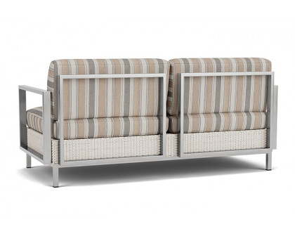 Lloyd Flanders™ Elements Settee with Stainless Steel Arms and Back - Antique White