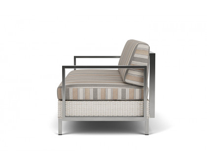 Lloyd Flanders™ Elements Settee with Stainless Steel Arms and Back - Antique White