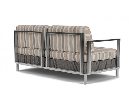 Lloyd Flanders™ Elements Settee with Stainless Steel Arms and Back - Pewter