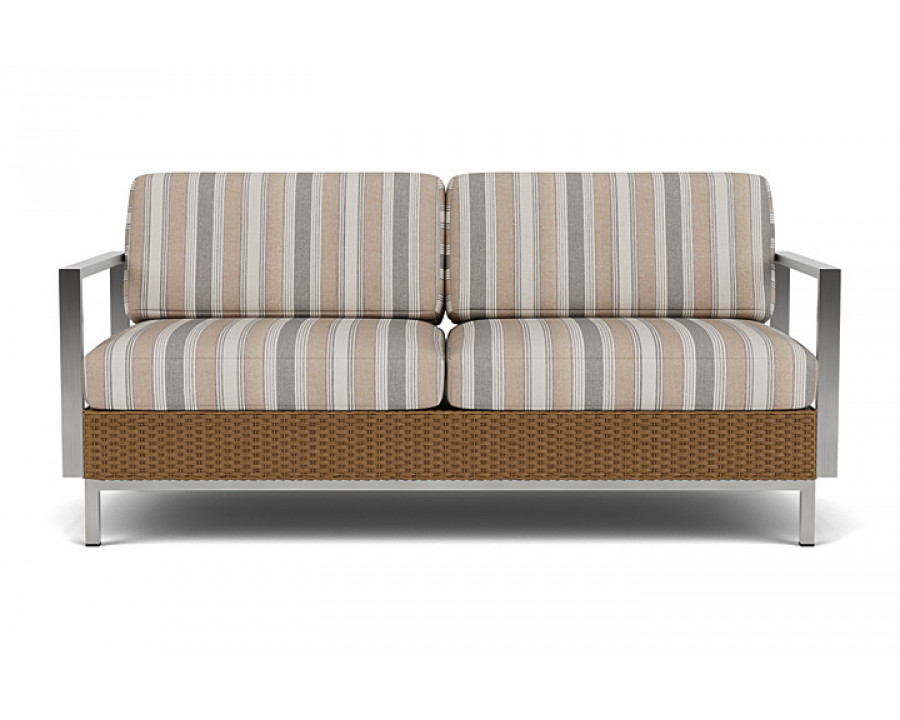 Lloyd Flanders™ Elements Settee with Stainless Steel Arms and Back - Hickory