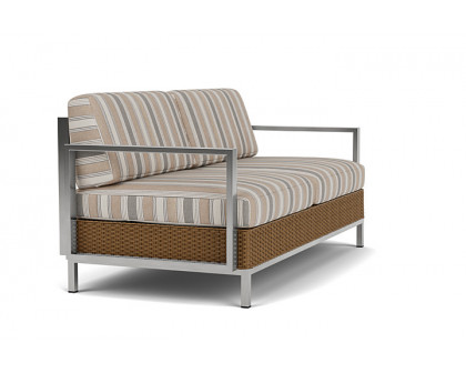 Lloyd Flanders™ Elements Settee with Stainless Steel Arms and Back - Hickory