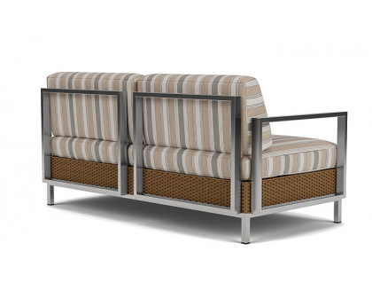 Lloyd Flanders™ Elements Settee with Stainless Steel Arms and Back - Hickory